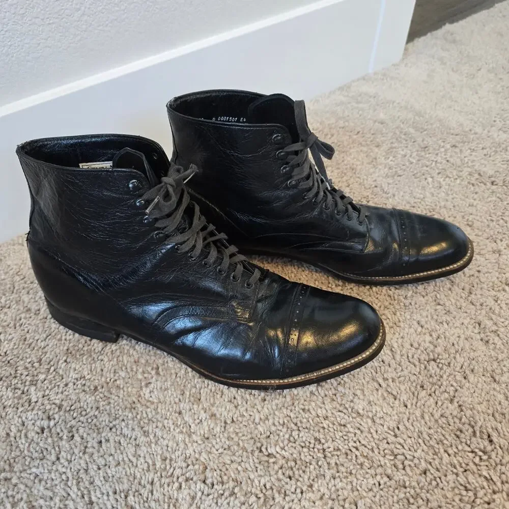 Vintage Stacey Adams Madison Leather Ankle Boots Mens 10 - 10.5